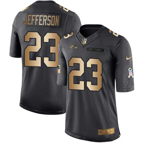 Nike Baltimore Ravens #23 Tony Jefferson Black Men's Stitched NFL Limited Gold Salute To Service Jersey