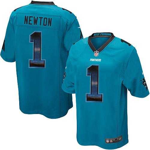 Nike Carolina Panthers #1 Cam Newton Blue Alternate Men's Stitched NFL Limited Strobe Jersey