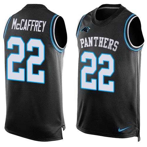 Nike Carolina Panthers #22 Christian McCaffrey Black Team Color Men's Stitched NFL Limited Tank Top Jersey