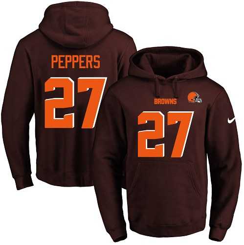 Nike Cleveland Browns #27 Jabrill Peppers Brown Name & Number Pullover NFL Hoodie