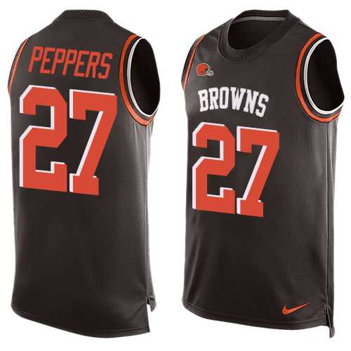 Nike Cleveland Browns #27 Jabrill Peppers Brown Team Color Men's Stitched NFL Limited Tank Top Jersey