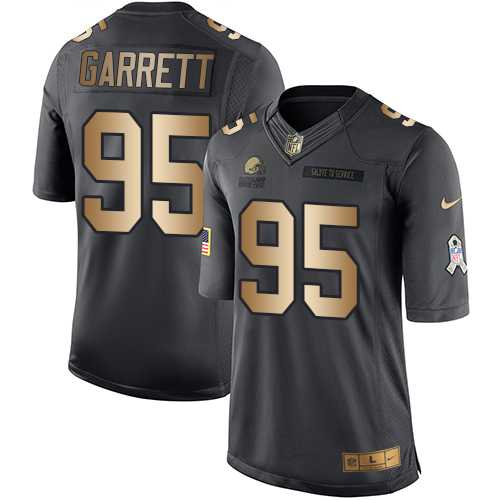 Nike Cleveland Browns #95 Myles Garrett Black Men's Stitched NFL Limited Gold Salute To Service Jersey