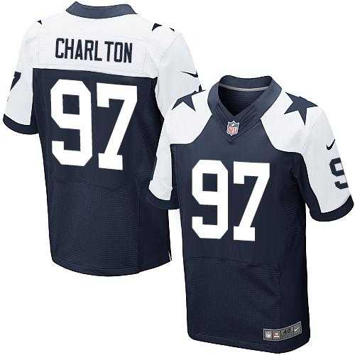 Nike Dallas Cowboys #97 Taco Charlton Navy Blue Thanksgiving Men's Stitched NFL Throwback Elite Jersey