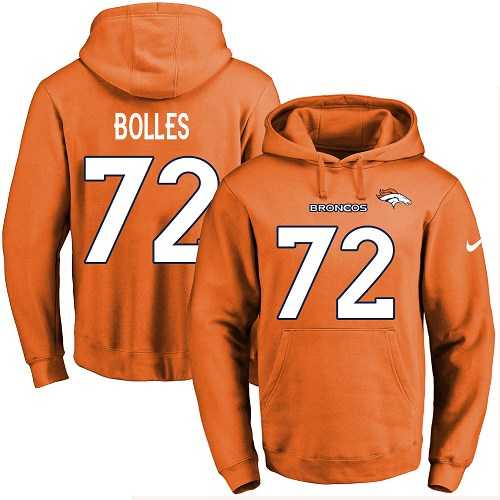 Nike Denver Broncos #72 Garett Bolles Orange Name & Number Pullover NFL Hoodie