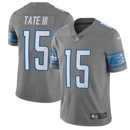 Nike Detroit Lions #15 Golden Tate III Gray Men's Stitched NFL Limited Rush Jersey