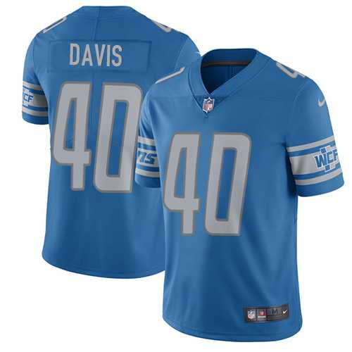 Nike Detroit Lions #40 Jarrad Davis Blue Team Color Men's Stitched NFL Elite Jersey