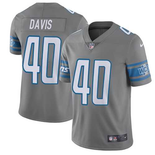 Nike Detroit Lions #40 Jarrad Davis Gray Men's Stitched NFL Limited Rush Jersey