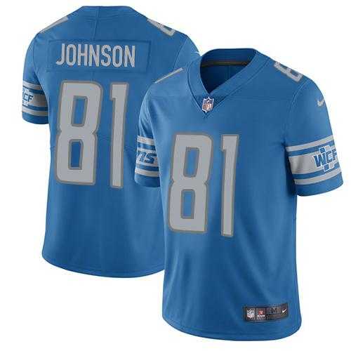 Nike Detroit Lions #81 Calvin Johnson Blue Team Color Men's Stitched NFL Limited Jersey