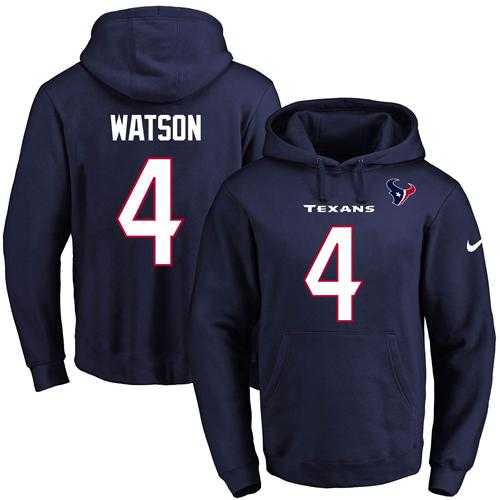 Nike Houston Texans #4 Deshaun Watson Navy Blue Name & Number Pullover NFL Hoodie