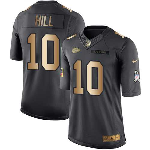 Nike Kansas City Chiefs #10 Tyreek Hill Black Men's Stitched NFL Limited Gold Salute To Service Jersey