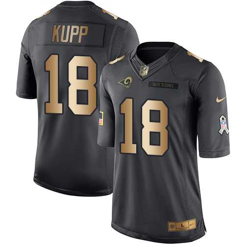 Nike Los Angeles Rams #18 Cooper Kupp Black Men's Stitched NFL Limited Gold Salute To Service Jersey