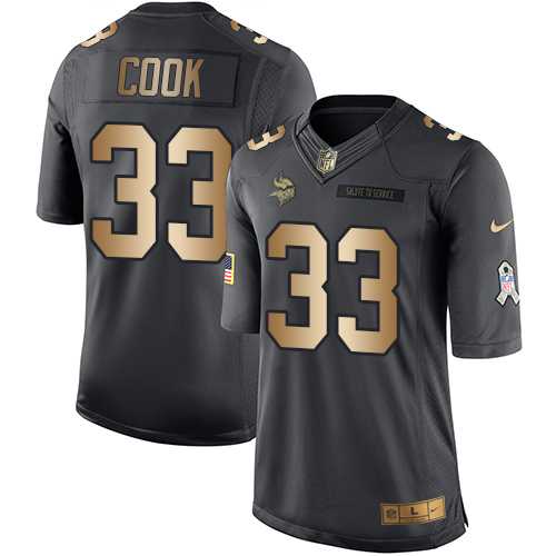 Nike Minnesota Vikings #33 Dalvin Cook Black Men's Stitched NFL Limited Gold Salute To Service Jersey
