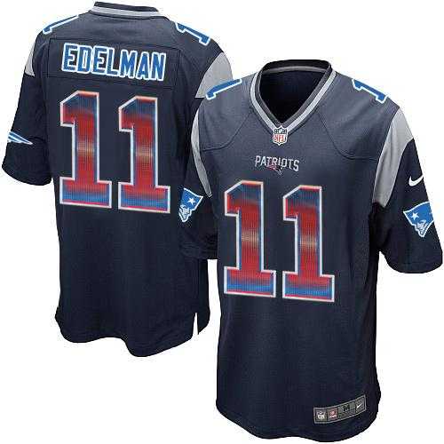 Nike New England Patriots #11 Julian Edelman Navy Blue Team Color Men's Stitched NFL Limited Strobe Jersey