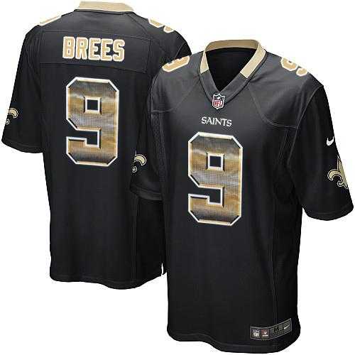Nike New Orleans Saints #9 Drew Brees Black Team Color Men's Stitched NFL Limited Strobe Jersey