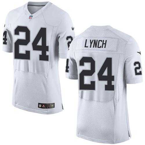 Nike Oakland Raiders #24 Marshawn Lynch White Men's Stitched NFL New Elite Jersey