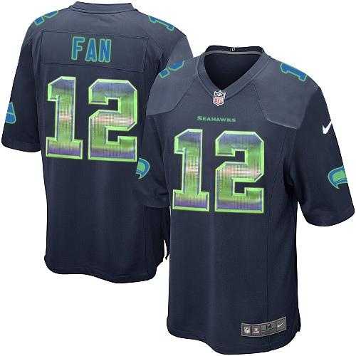 Nike Seattle Seahawks #12 Fan Steel Blue Team Color Men's Stitched NFL Limited Strobe Jersey