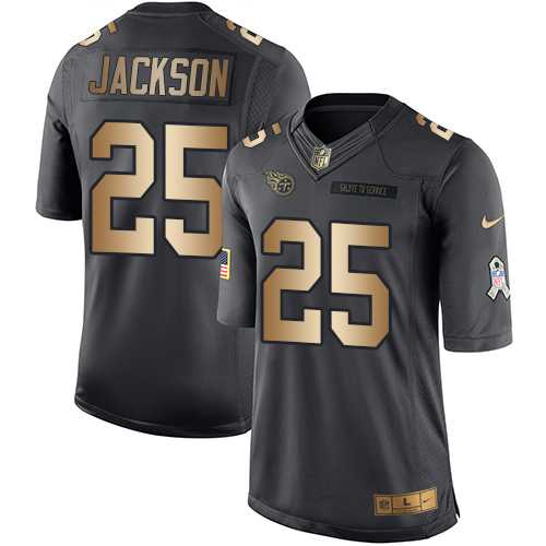 Nike Tennessee Titans #25 Adoree' Jackson Black Men's Stitched NFL Limited Gold Salute To Service Jersey