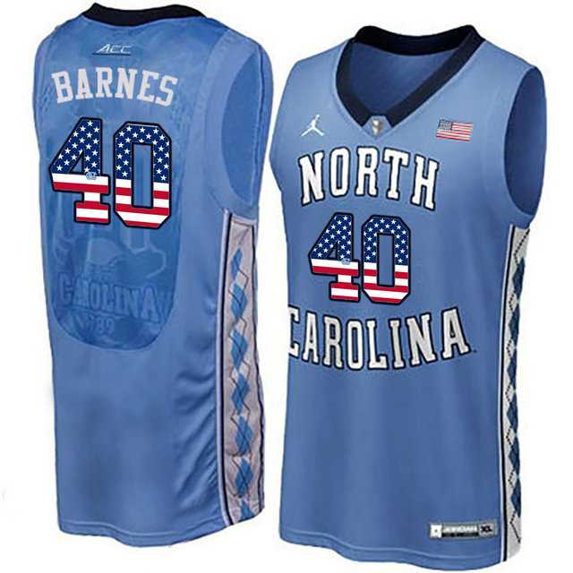 North Carolina Tar Heels #40 Harrison Barnes Blue USA Flag College Basketball Jersey