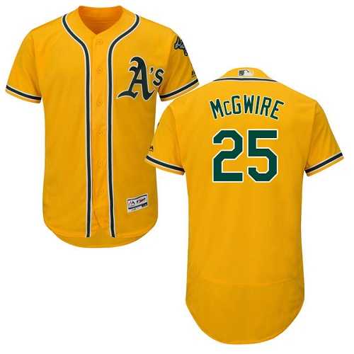 Oakland Athletics #25 Mark McGwire Gold Flexbase Authentic Collection Stitched MLB Jersey