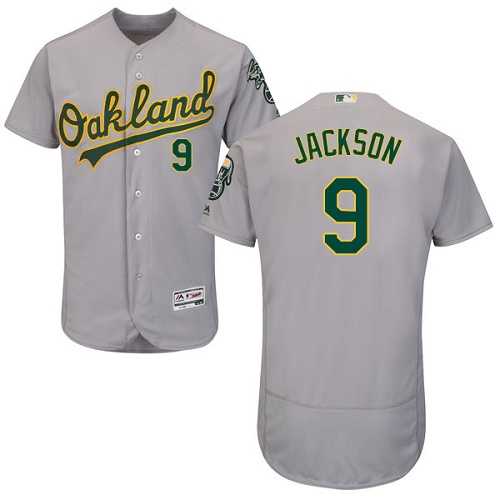 Oakland Athletics #9 Reggie Jackson Grey Flexbase Authentic Collection Stitched MLB Jersey