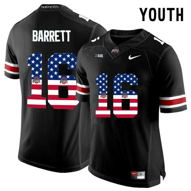 Ohio State Buckeyes #16 J.T Barrett Black USA Flag Youth College Football Limited Jersey