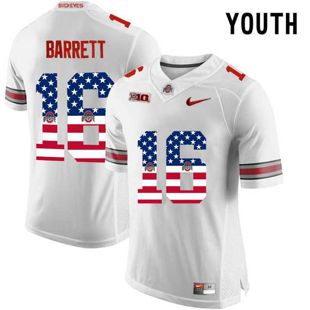 Ohio State Buckeyes #16 J.T Barrett White USA Flag Youth College Football Limited Jersey