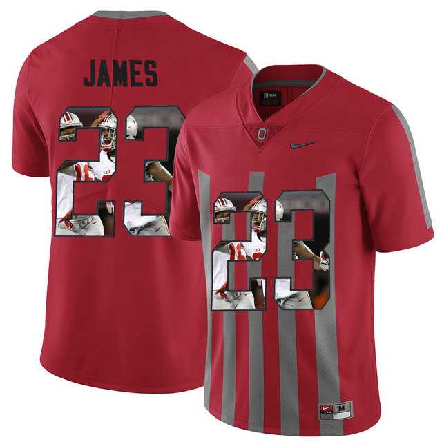Ohio State Buckeyes #23 Lebron James Red With Portrait Print College Football Jersey