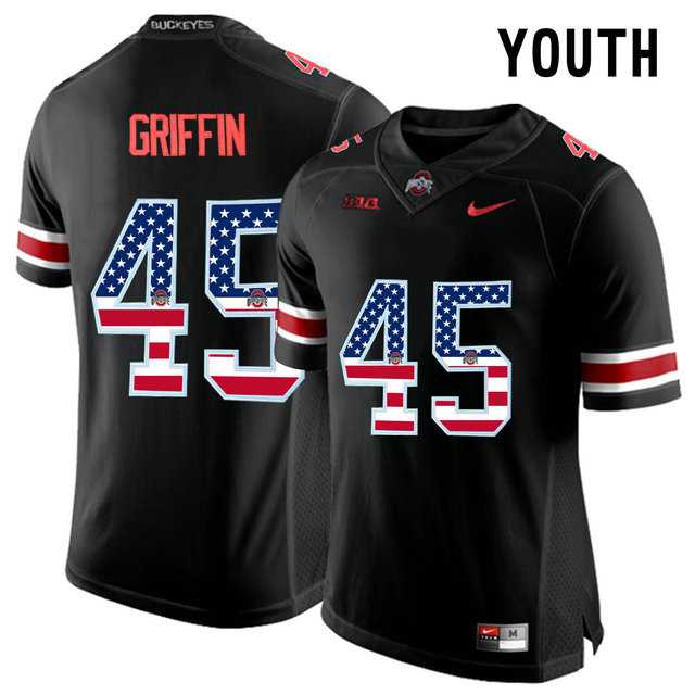 Ohio State Buckeyes #45 Archie Griffin Black USA Flag Youth College Football Limited Jersey