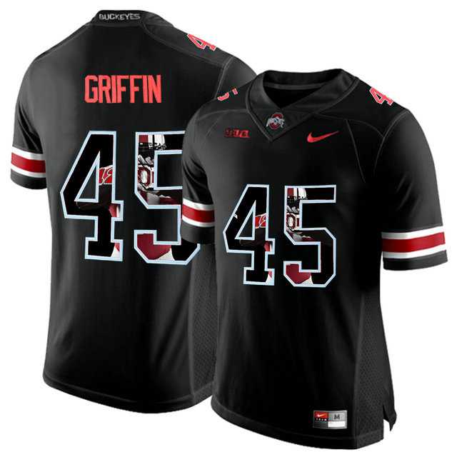 Ohio State Buckeyes #45 Archie Griffin Black With Portrait Print College Football Jersey