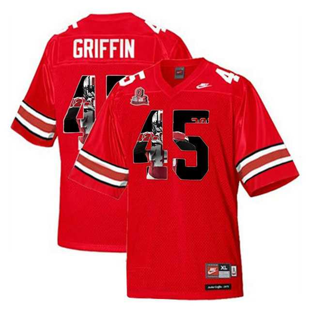 Ohio State Buckeyes #45 Archie Griffin Red With Portrait Print College Football Jersey2