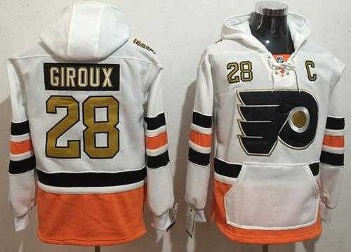 Philadelphia Flyers #28 Claude Giroux White 3rd Name & Number Pullover NHL Hoodie