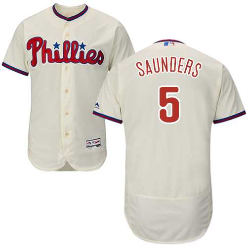 Philadelphia Phillies #5 Michael Saunders Cream Flexbase Authentic Collection Stitched MLB Jersey