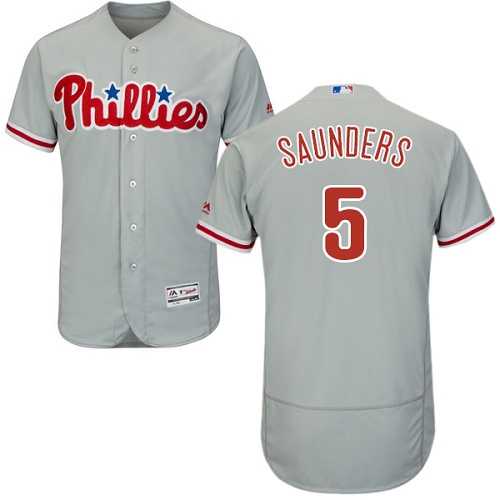 Philadelphia Phillies #5 Michael Saunders Grey Flexbase Authentic Collection Stitched MLB Jersey