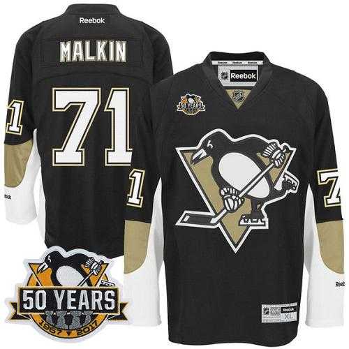 Pittsburgh Penguins #71 Evgeni Malkin Black 50th Anniversary Stitched NHL Jersey