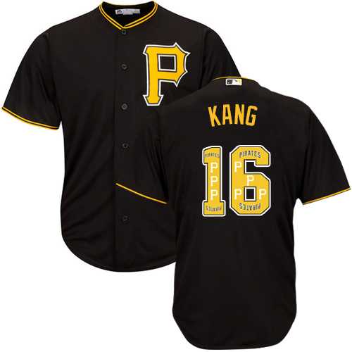 Pittsburgh Pirates #16 Jung-ho Kang Black Team Logo Fashion Stitched MLB Jersey