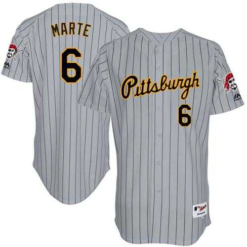 Pittsburgh Pirates #6 Starling Marte Grey Strip 1997 Turn Back The Clock Stitched MLB Jersey