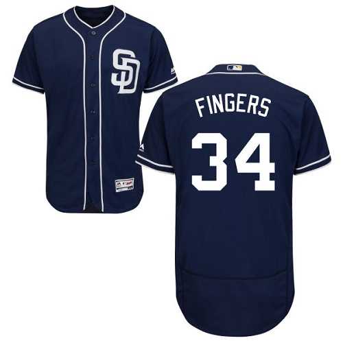San Diego Padres #34 Rollie Fingers Navy Blue Flexbase Authentic Collection Stitched MLB Jersey