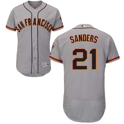 San Francisco Giants #21 Deion Sanders Grey Flexbase Authentic Collection Road Stitched MLB Jersey