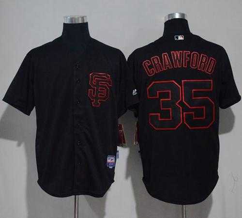 San Francisco Giants #35 Brandon Crawford Black Strip Stitched MLB Jersey