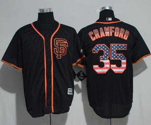 San Francisco Giants #35 Brandon Crawford Black USA Flag Fashion Stitched MLB Jersey
