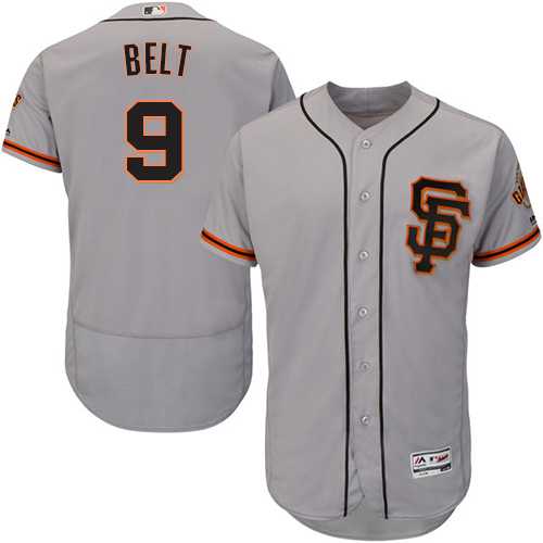 San Francisco Giants #9 Brandon Belt Grey Flexbase Authentic Collection Road 2 Stitched MLB Jersey