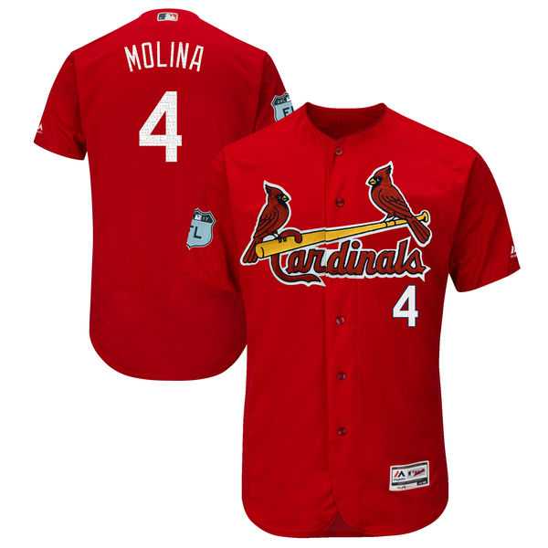 St.Louis Cardinals #4 Yadier Molina Red 2017 Spring Training Flexbase Authentic Collection Stitched Baseball Jersey