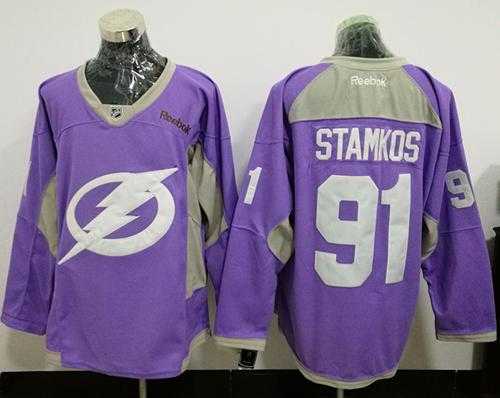 Tampa Bay Lightning #91 Steven Stamkos Purple Fights Cancer Practice Stitched NHL Jersey