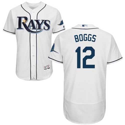 Tampa Bay Rays #12 Wade Boggs White Flexbase Authentic Collection Stitched MLB Jersey