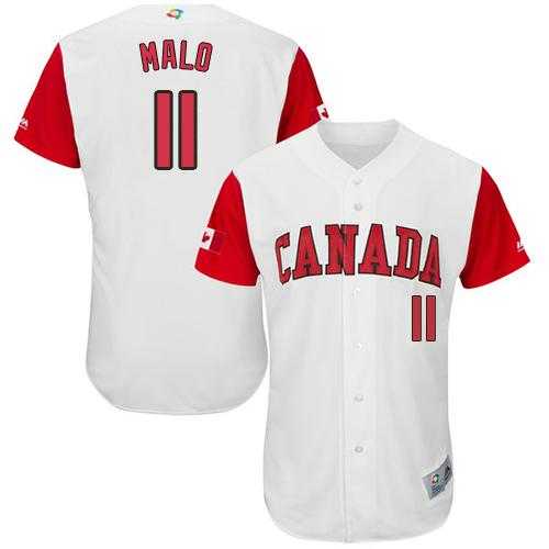 Team Canada #11 Jonathan Malo White 2017 World Baseball Classic Authentic Stitched MLB Jersey