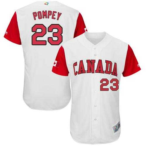 Team Canada #23 Dalton Pompey White 2017 World Baseball Classic Authentic Stitched MLB Jersey