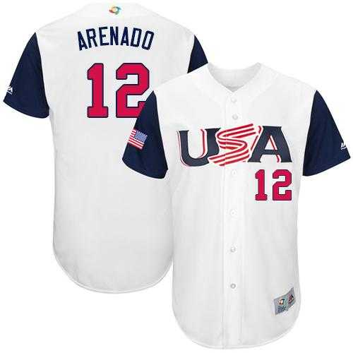 Team USA #12 Nolan Arenado White 2017 World Baseball Classic Authentic Stitched MLB Jersey