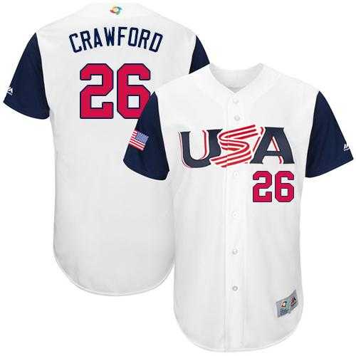 Team USA #26 Brandon Crawford White 2017 World Baseball Classic Authentic Stitched MLB Jersey