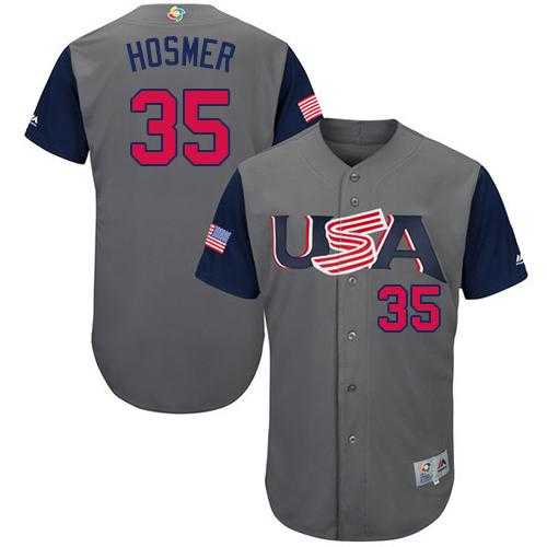 Team USA #35 Eric Hosmer Gray 2017 World Baseball Classic Authentic Stitched Youth MLB Jersey
