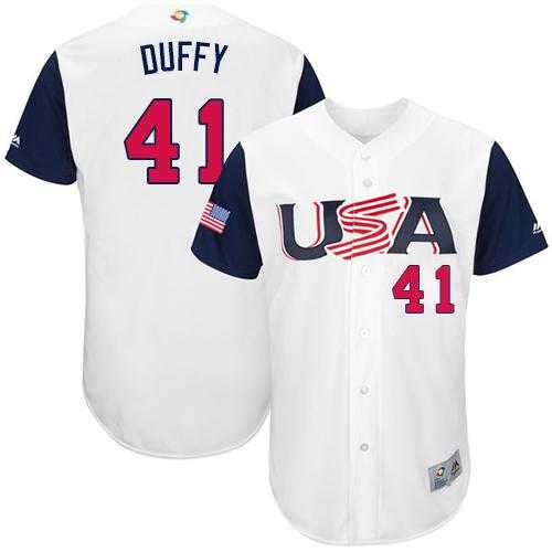 Team USA #41 Danny Duffy White 2017 World Baseball Classic Authentic Stitched Youth MLB Jersey